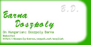 barna doszpoly business card
